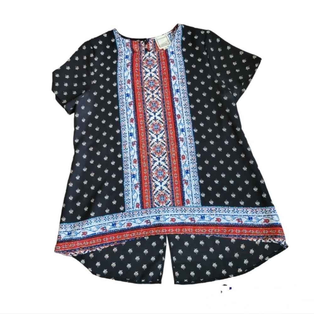 Boho floral blouse Size Medium black